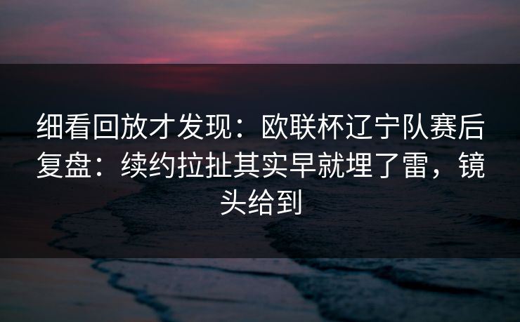 细看回放才发现：欧联杯辽宁队赛后复盘：续约拉扯其实早就埋了雷，镜头给到  第1张