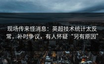 现场传来怪消息：英超技术统计太反常，补时争议，有人怀疑“另有原因”