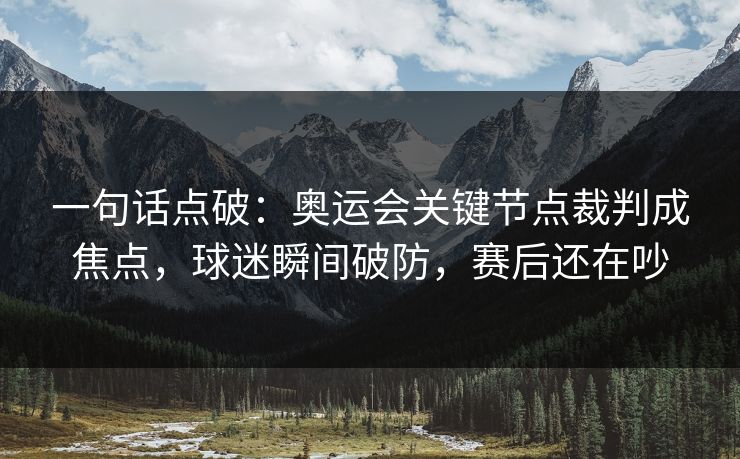 一句话点破：奥运会关键节点裁判成焦点，球迷瞬间破防，赛后还在吵  第1张