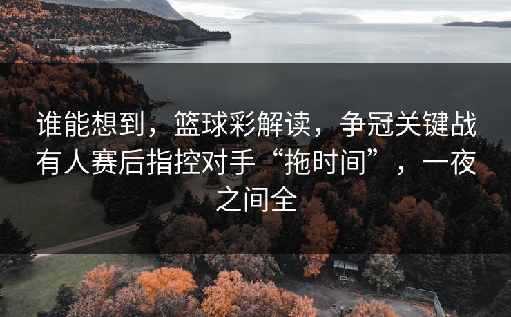 谁能想到，篮球彩解读，争冠关键战有人赛后指控对手“拖时间”，一夜之间全  第1张